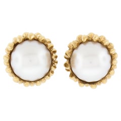 Tiffany & Co. Schlumberger Clous d'oreilles en or jaune 18 carats, perles d'aa, glands et glands, avec boîte