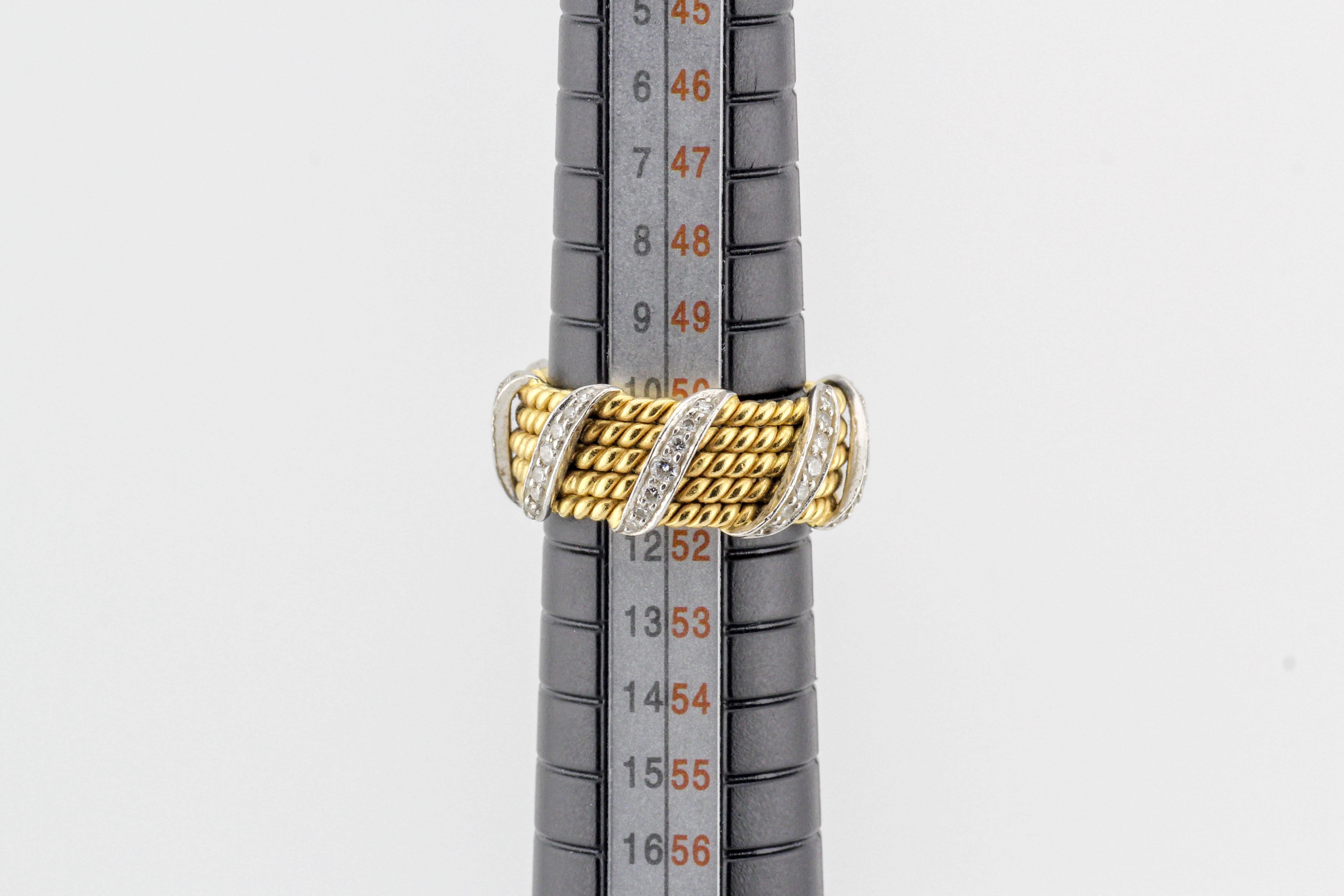 Tiffany & Co. Schlumberger Diamant Platin 18K Gold 5 Row Seil Ring Größe 5,5 2