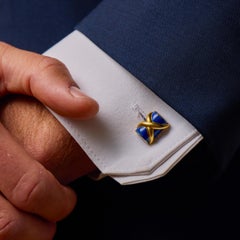 Tiffany & Co. Schlumberger 18k yellow gold enamel cufflinks