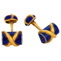 Tiffany & Co. Schlumberger 18k yellow gold enamel cufflinks