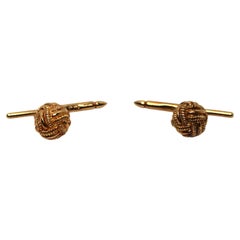 Tiffany & Co. Schlumberger Boutons de manchette Vintage en or jaune 18k avec nœud
