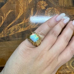 TIFFANY & CO. SCHLUMBERGER 18k Yellow Gold & Opal Cocktail Ring 1960s Vintage