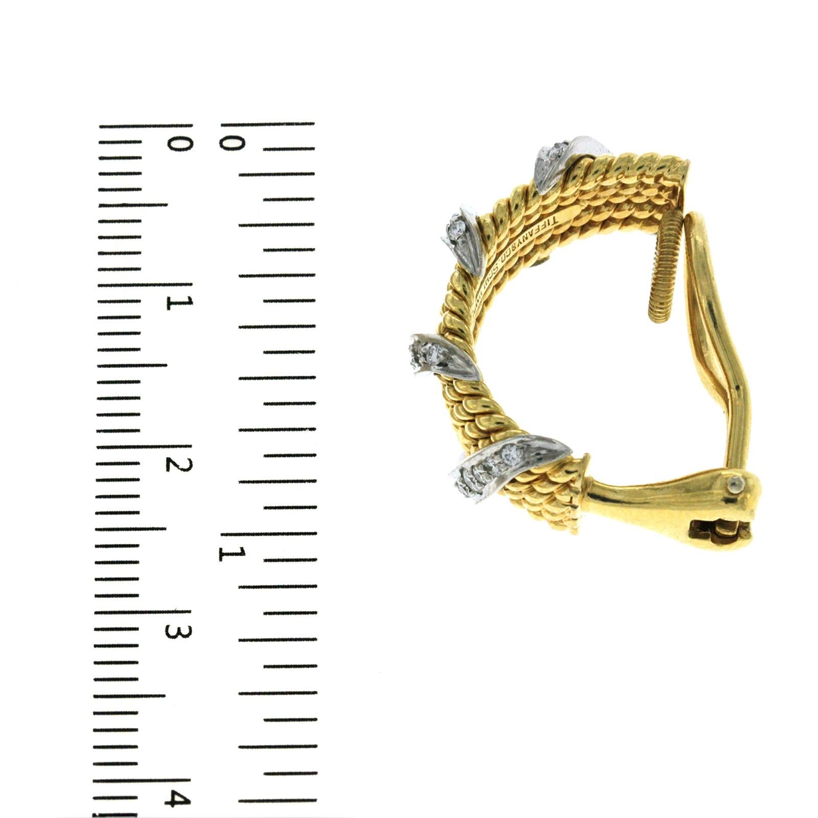 Tiffany & Co Schlumberger 18K Yellow Gold Platinum Diamond 4 Row Wrap Earrings 1