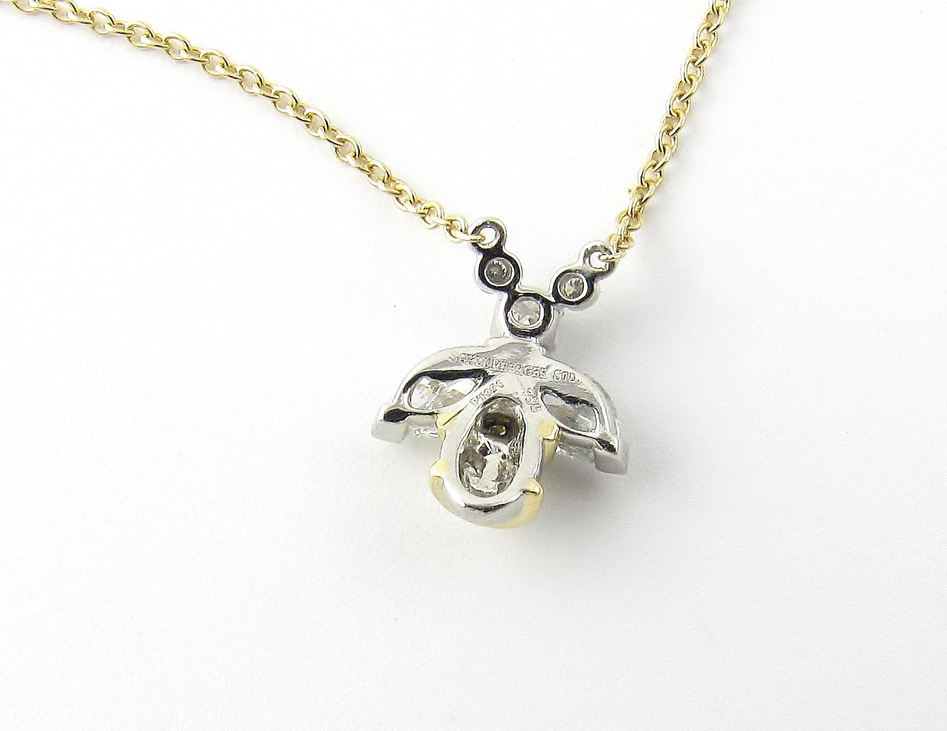 Tiffany & Co. Schlumberger 18 Karat Gold Platinum Diamond Bee Pendant Necklace In Good Condition In Washington Depot, CT