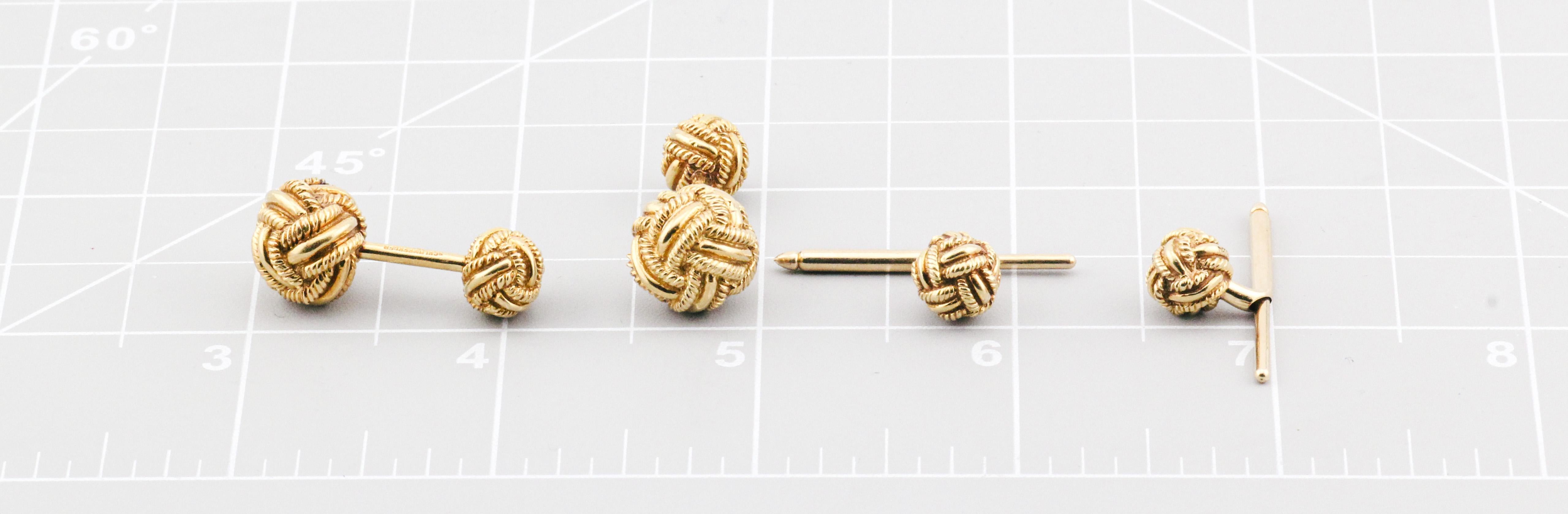 Tiffany & Co. Schlumberger 18K Yellow Gold Rope Knot Cufflinks and 4 Studs Set 1