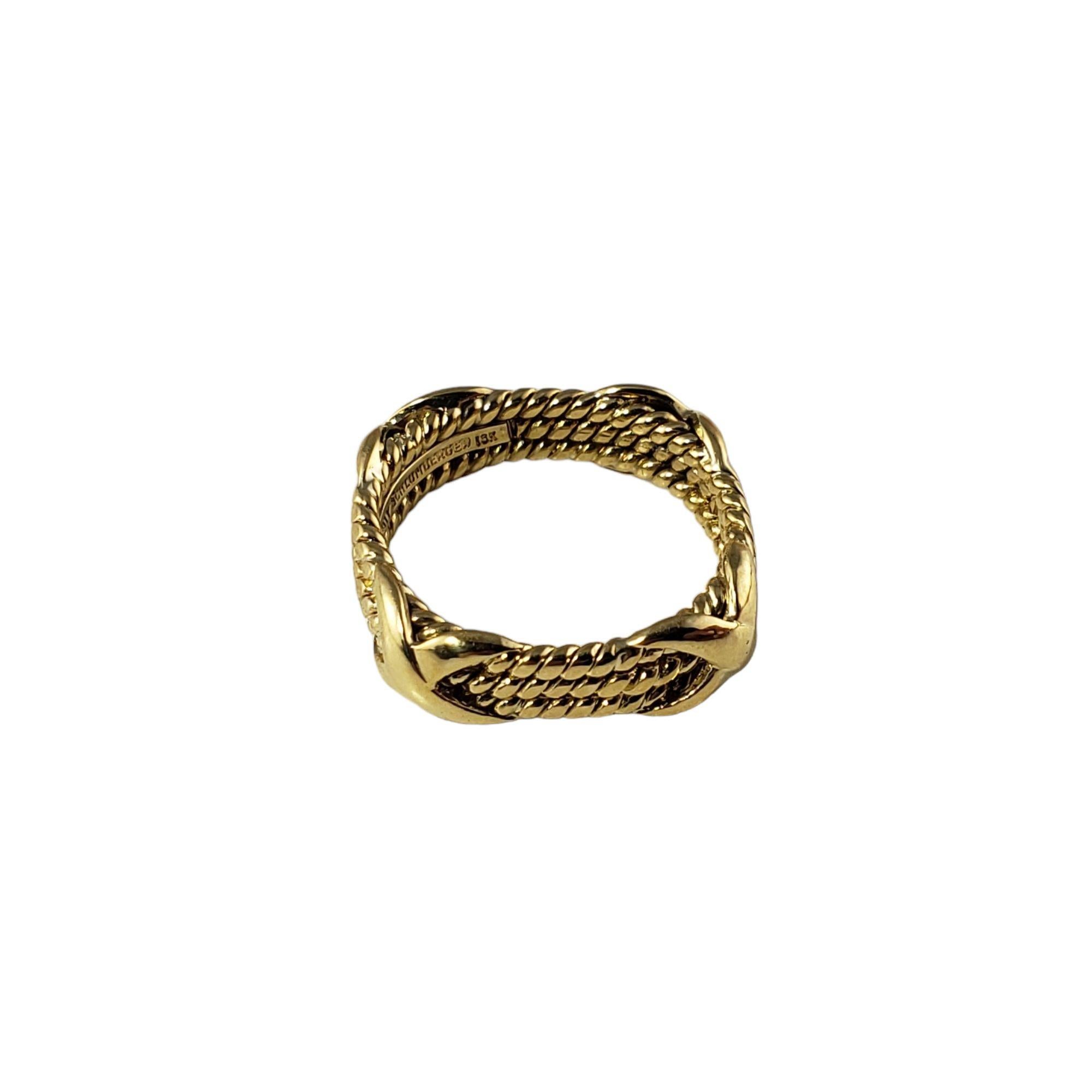 Tiffany & Co. Schlumberger 18K Yellow Gold Rope Three-Row X Ring Size 5 In Good Condition In Washington Depot, CT