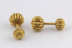 Tiffany & Co. Schlumberger 18k Yellow Gold Seed Dumbbell Cufflinks