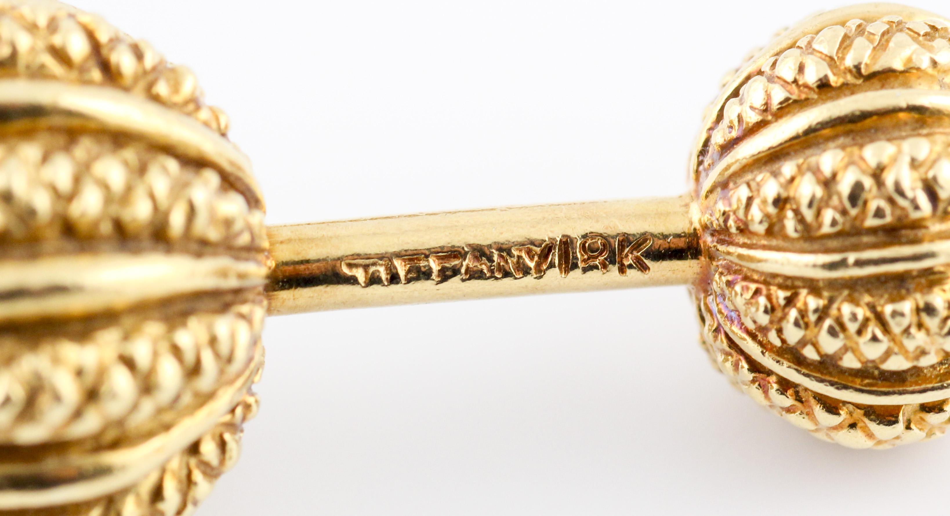 Men's Tiffany & Co. Schlumberger 18k Yellow Gold Seed Dumbbell Cufflinks