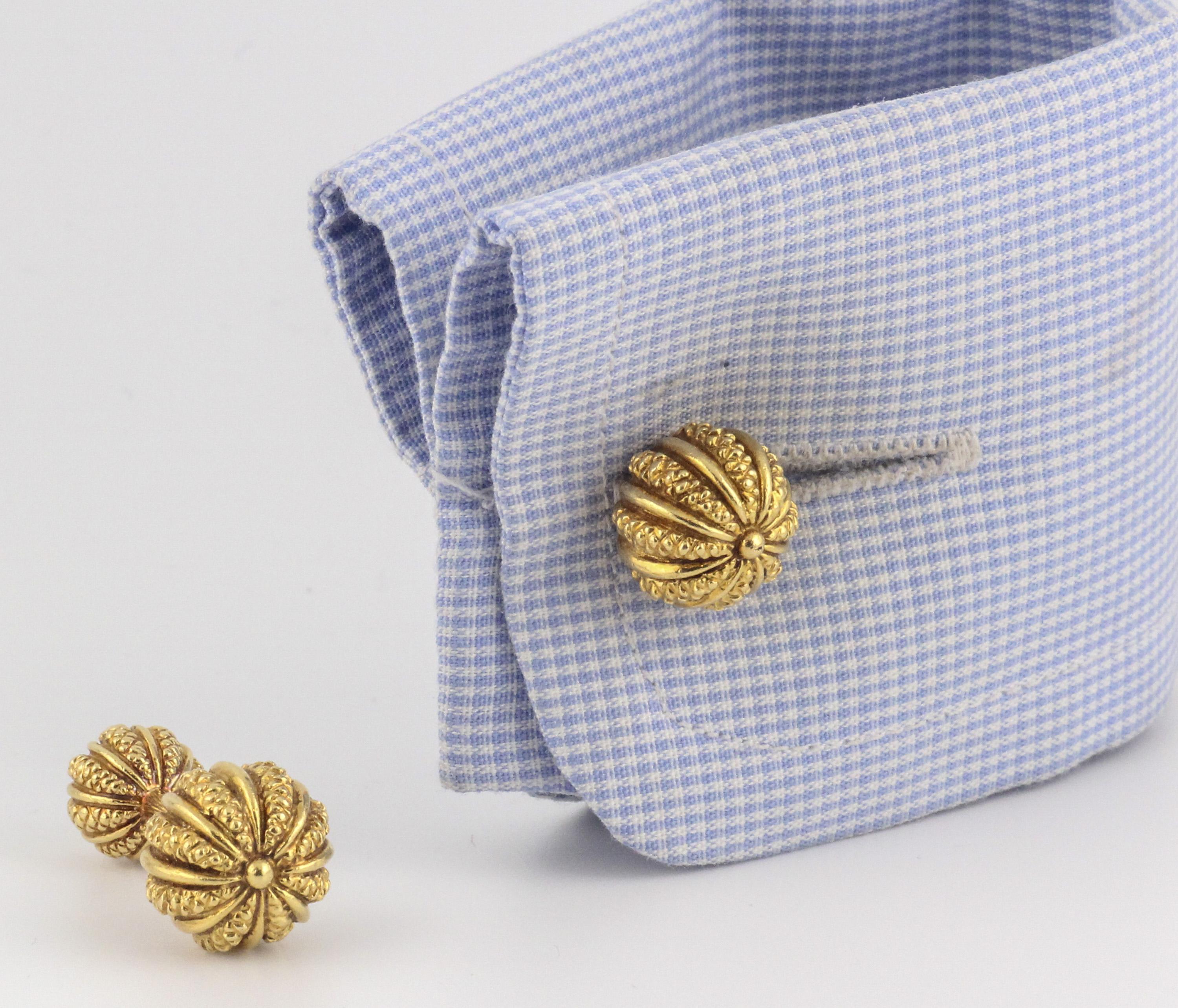 Tiffany & Co. Schlumberger 18k Yellow Gold Seed Dumbbell Cufflinks 1