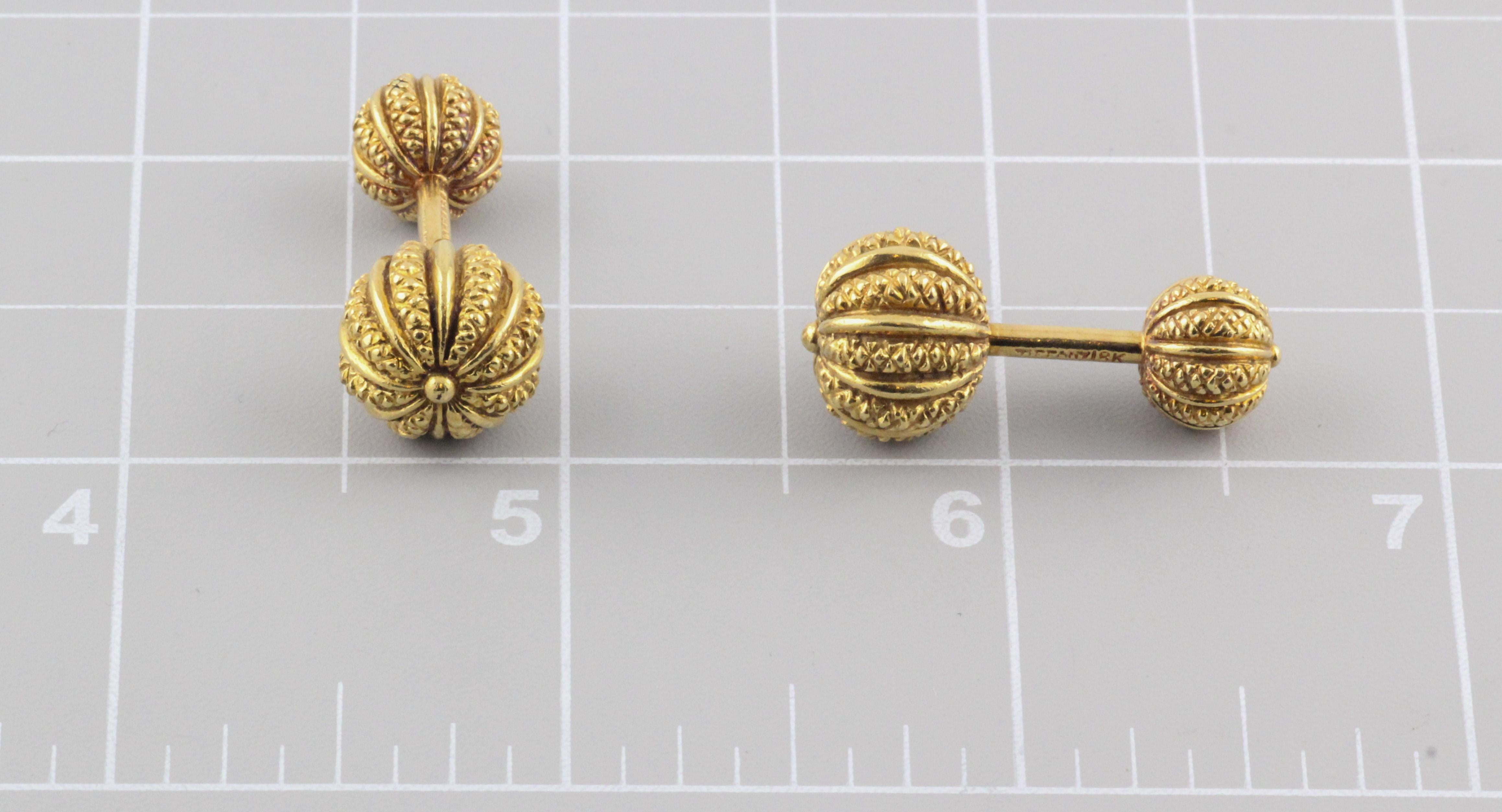 Tiffany & Co. Schlumberger 18k Yellow Gold Seed Dumbbell Cufflinks 2