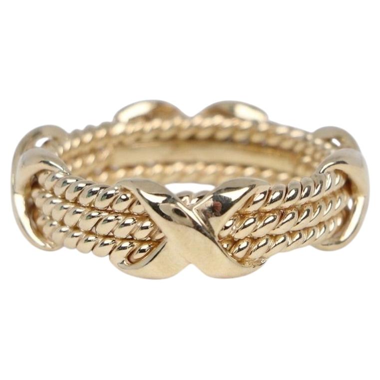 Tiffany & Co. Schlumberger 18k Yellow Gold Three-Row Rope X Band Ring