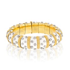 Tiffany & Co. Bracelet Schlumberger en or jaune 18 carats, émail blanc et diamants