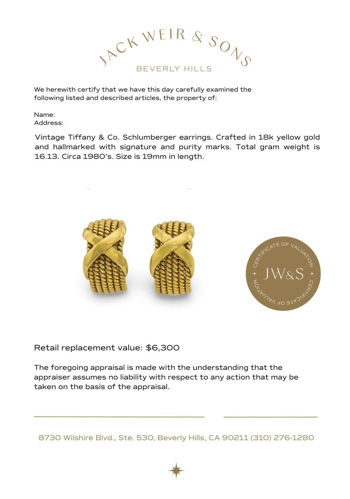 Tiffany & Co. Orecchini a X in oro giallo Schlumberger 18k in vendita 2