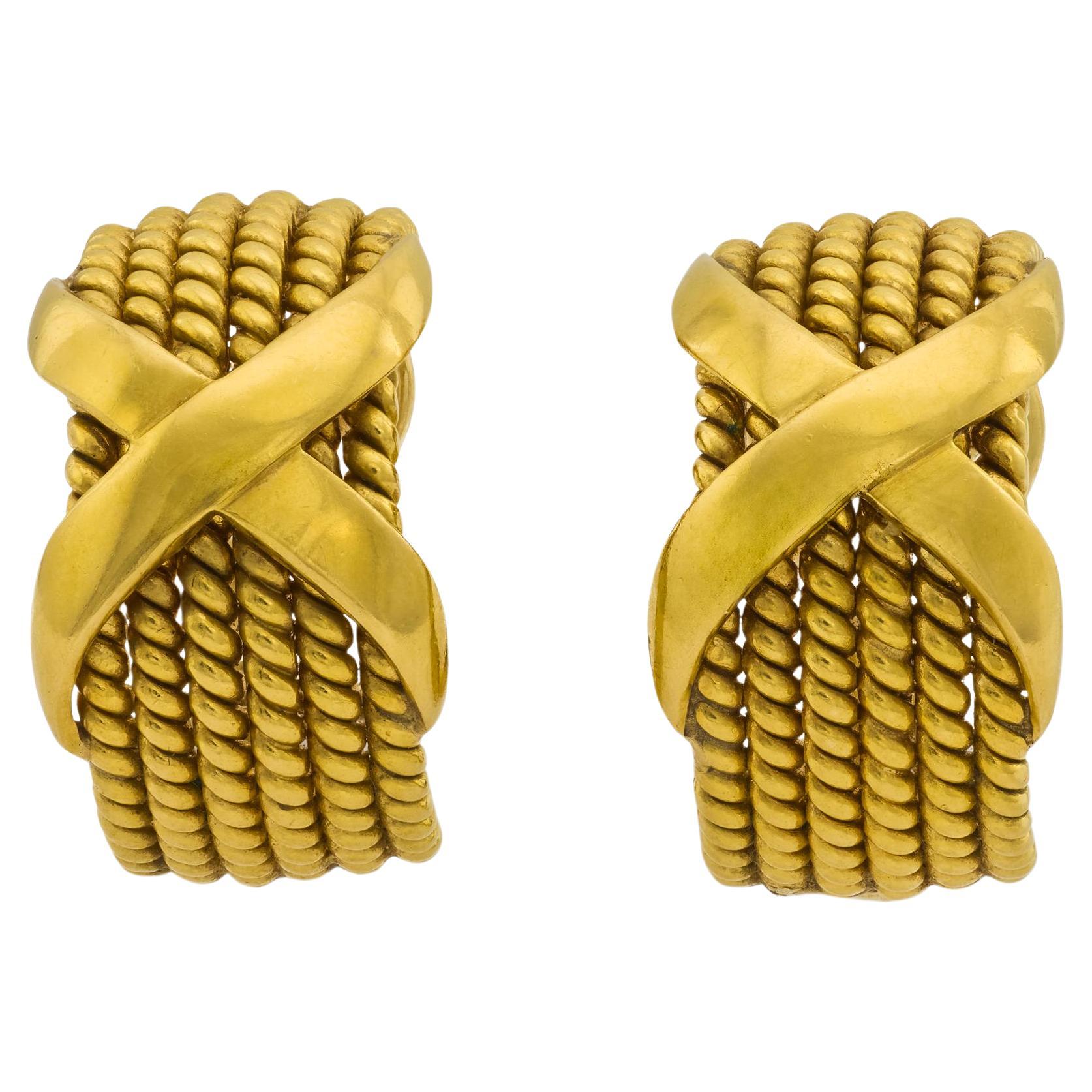 Tiffany & Co. Orecchini a X in oro giallo Schlumberger 18k in vendita