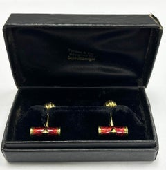 Tiffany & Co Schlumberger 18k YG Red Enamel Cufflinks