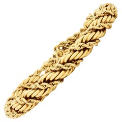 Tiffany & Co. Schlumberger 1960 Sapphire 18K Gold Vintage Twisted Rope Bracelet