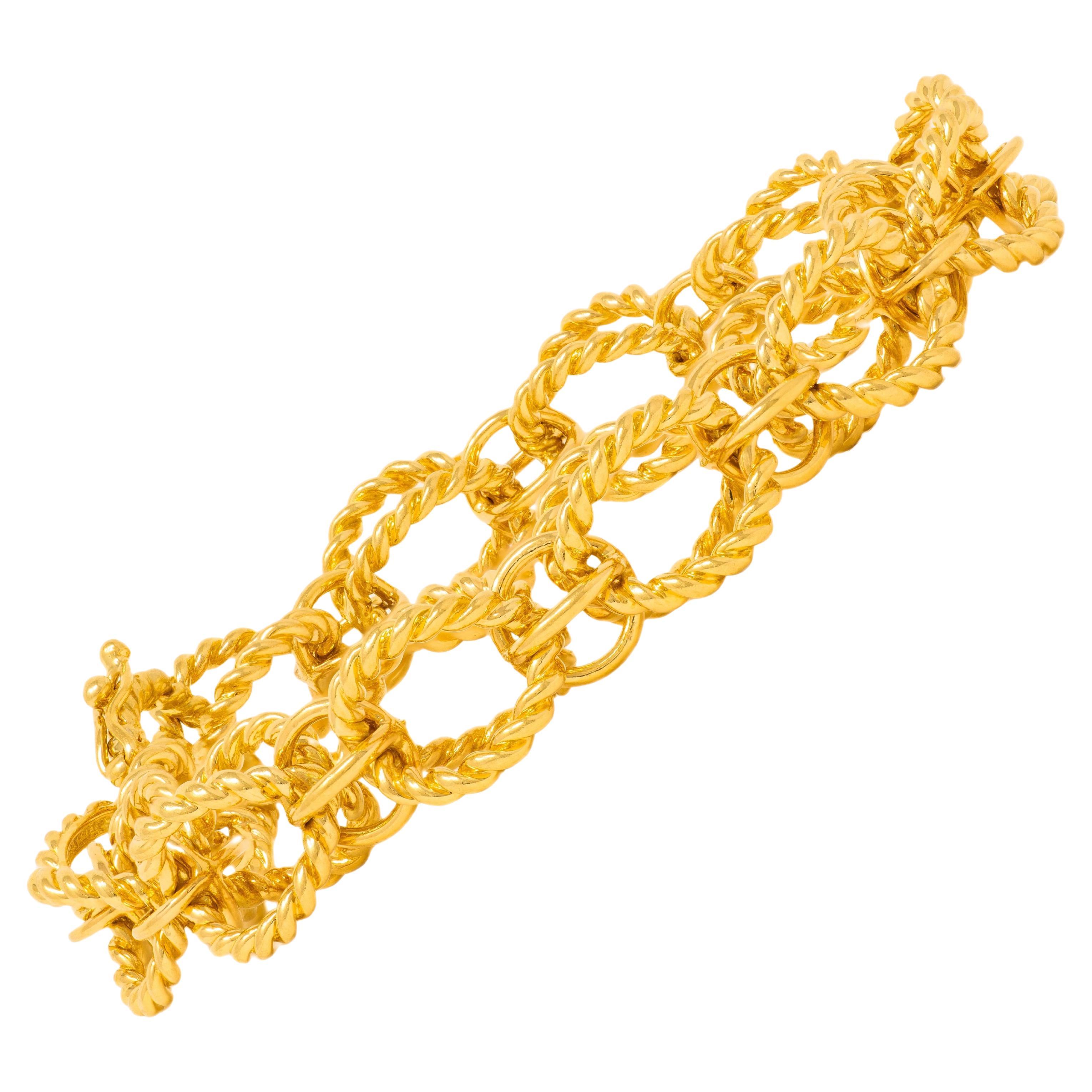Tiffany & Co. Schlumberger 1960's 18K Gold Twisted Sphere Link Vintage Bracelet