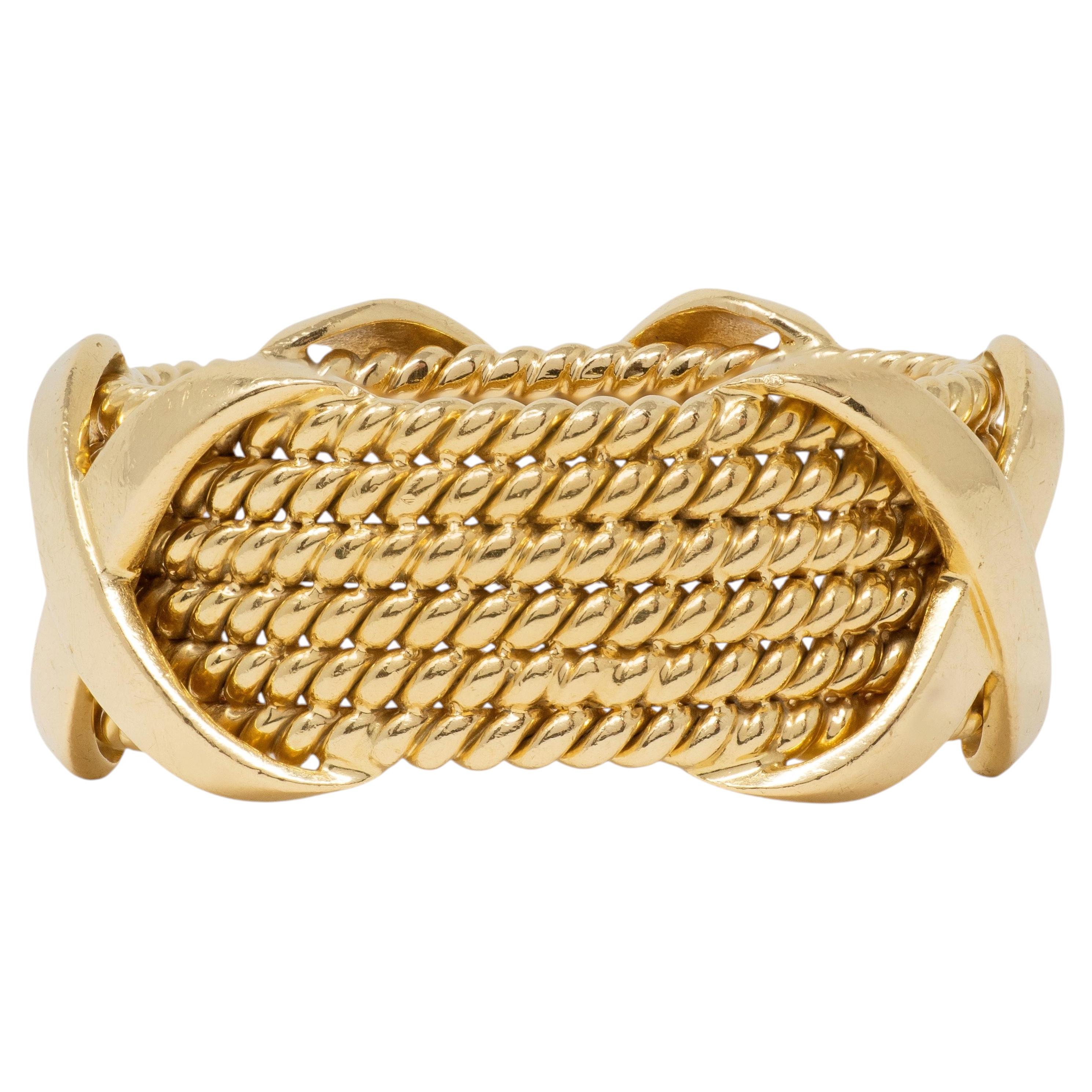 Tiffany & Co. Schlumberger 1980's 18 Karat Yellow Gold Vintage X Band Ring