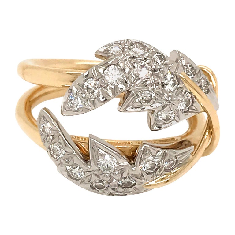 Tiffany and Co. Schlumberger 2Leaf Diamond Ring For Sale at 1stDibs schlumberger jewelry
