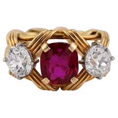 Tiffany & Co. Schlumberger 2.35ct Burma Ruby & Diamond Ring, 18k Yellow Gold