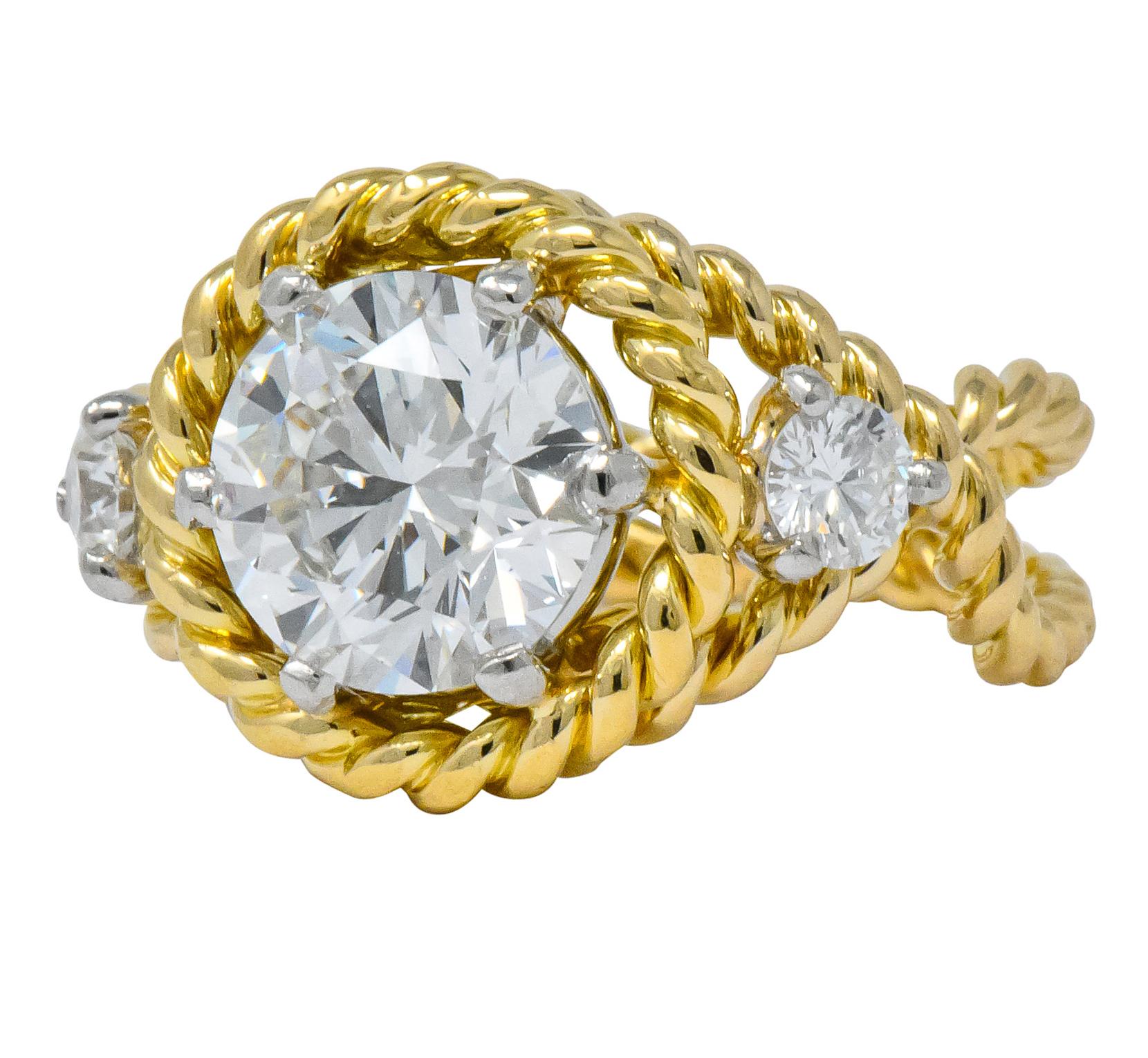 Contemporary Tiffany & Co. Schlumberger 2.50 Carat Diamond Platinum 18 Karat Gold Ring