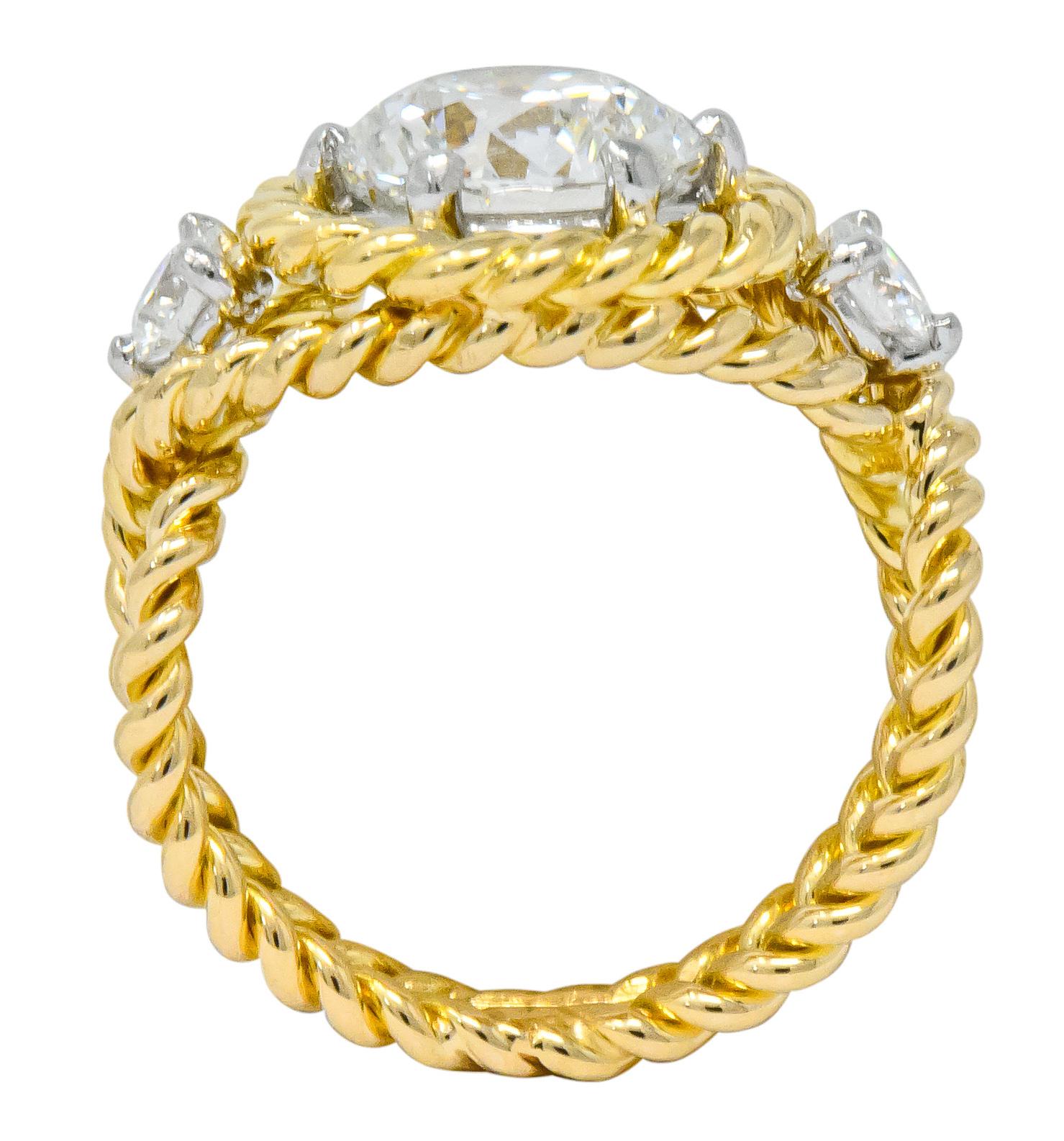 Women's or Men's Tiffany & Co. Schlumberger 2.50 Carat Diamond Platinum 18 Karat Gold Ring