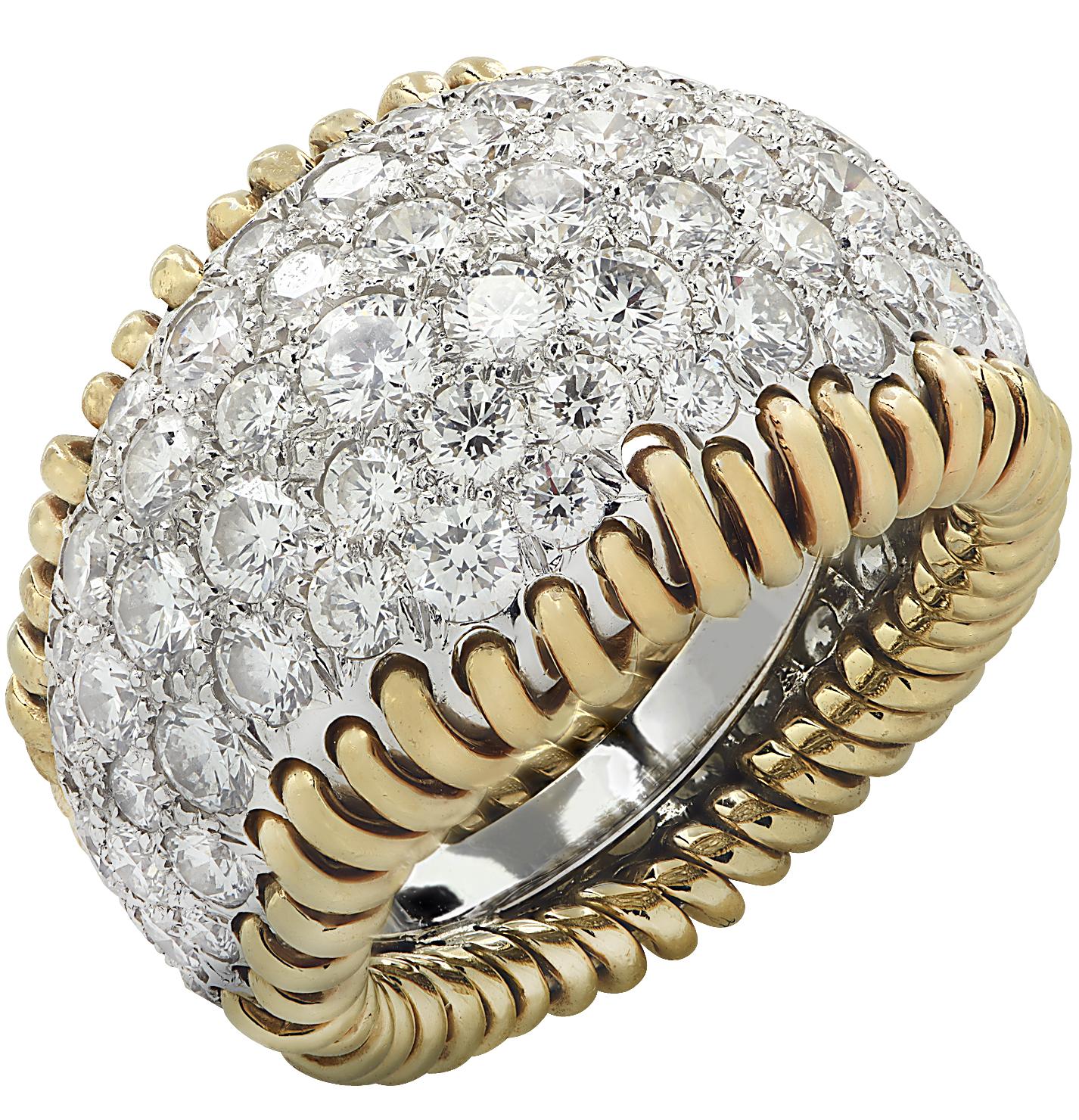 Modern Tiffany & Co. Schlumberger 4.34 Carat Diamond Stitches Ring 
