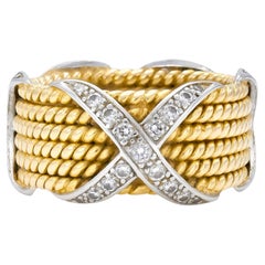 Tiffany & Co. Schlumberger 6 Row Cable X Ring with Diamonds