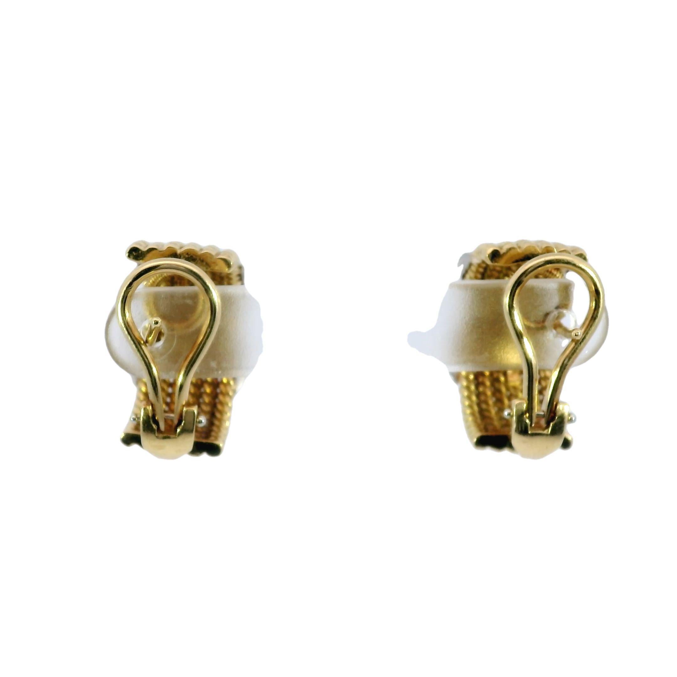 Modern Tiffany & Co. Schlumberger 6-Row Rope Diamond Earrings in 18 Karat Yellow Gold
