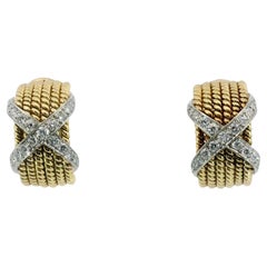 Tiffany & Co. Schlumberger 6-Row Rope Diamond Earrings in 18 Karat Yellow Gold