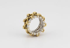 Tiffany & Co. Schlumberger Baguette Diamond Platinum 18K Gold Triple Band Size 5