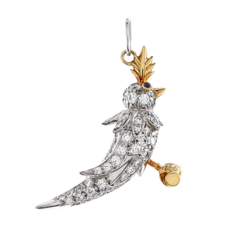 Tiffany Co. Schlumberger Bird on a Rock Pendant Pendant Charms 18K Yellow