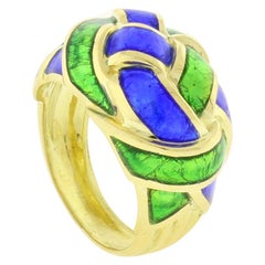 Tiffany & Co. Schlumberger Blue and Green Enamel Dome Ring