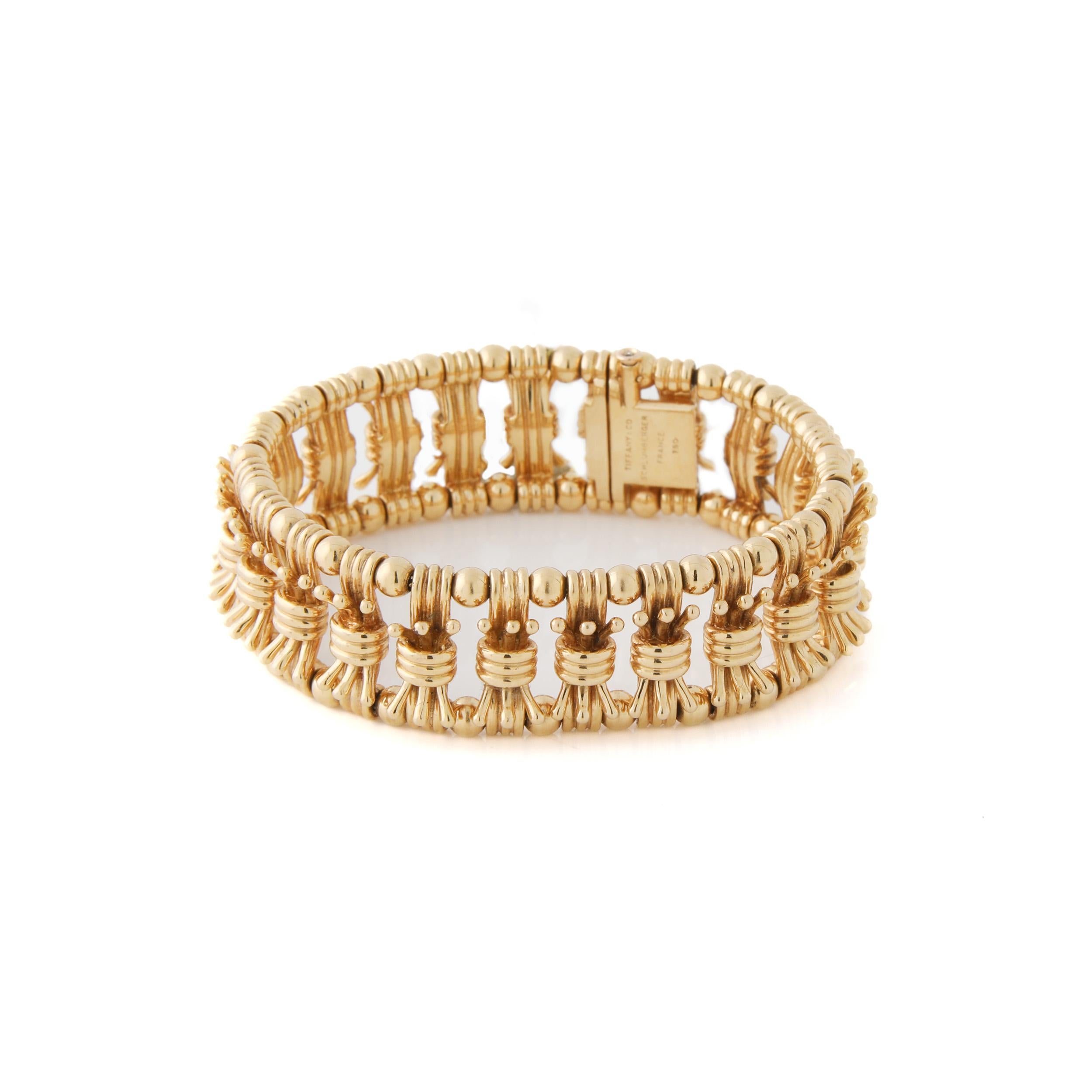 Tiffany & Co Schlumberger Bowtie Gold Armband 18K Gelb im Zustand „Hervorragend“ im Angebot in New York, NY