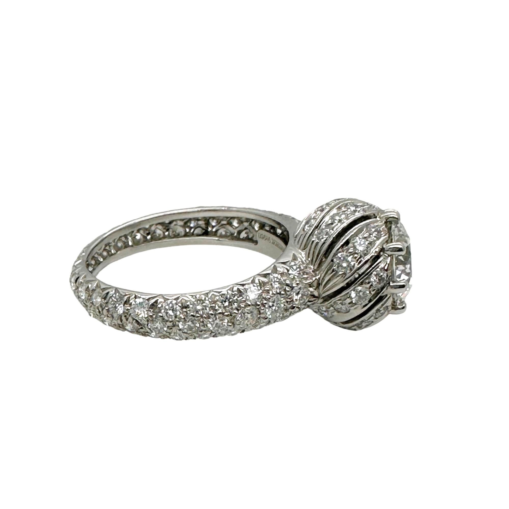 Tiffany & Co Schlumberger BUDS Round Diamond 1.68 cts G VS1 Engagement Ring Plat For Sale 5