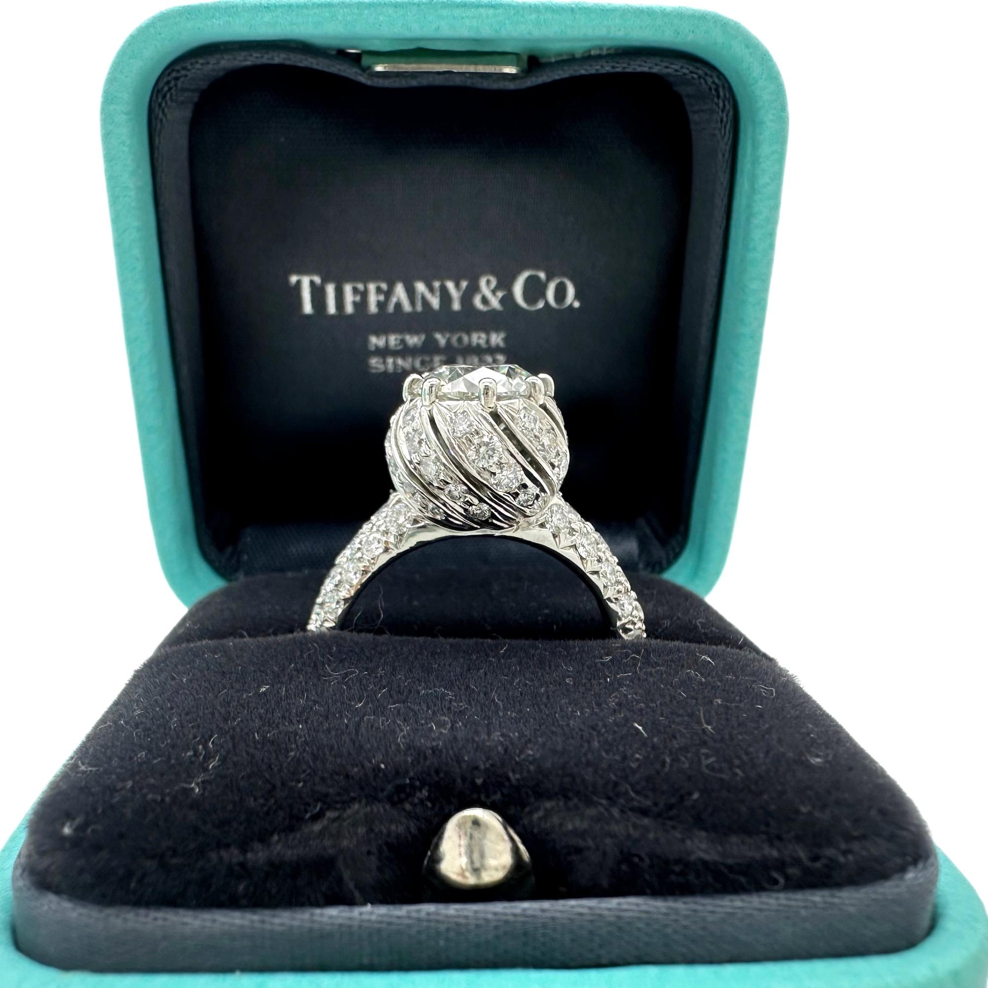 Tiffany & Co Schlumberger BUDS Round Diamond 1.68 cts G VS1 Engagement Ring Plat For Sale 6