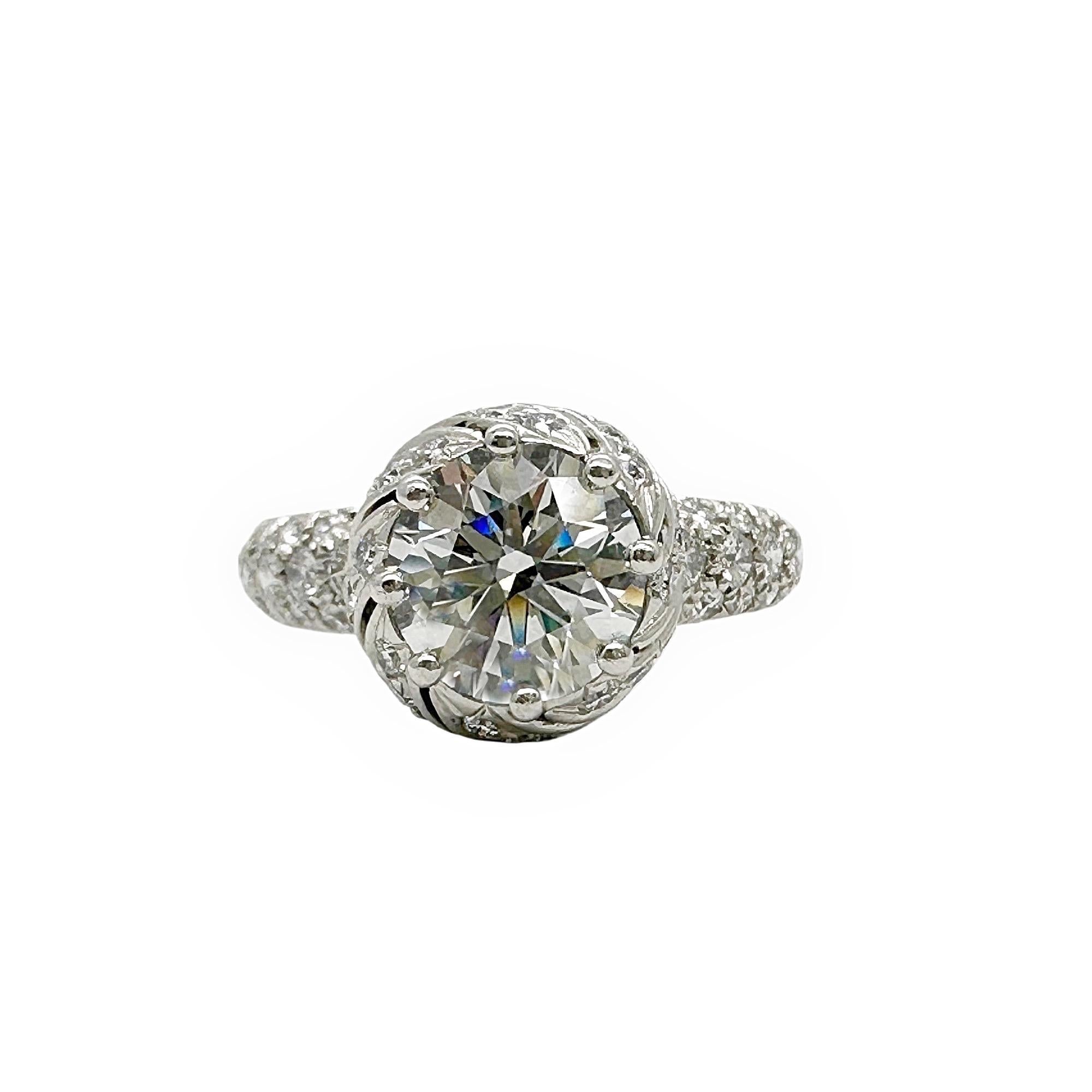 Tiffany & Co Schlumberger BUDS Round Diamond 1.68 cts G VS1 Engagement Ring Plat For Sale 7