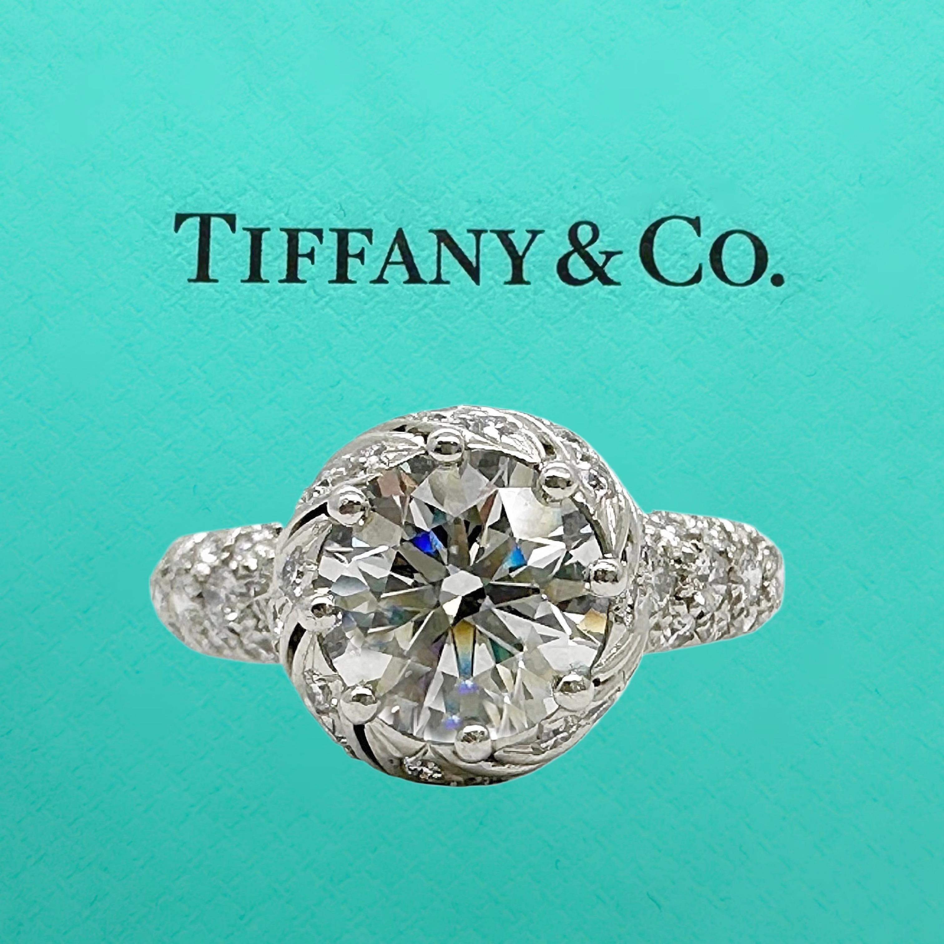 Tiffany & Co Schlumberger BUDS Round Diamond 1.68 cts G VS1 Engagement Ring Plat For Sale 8