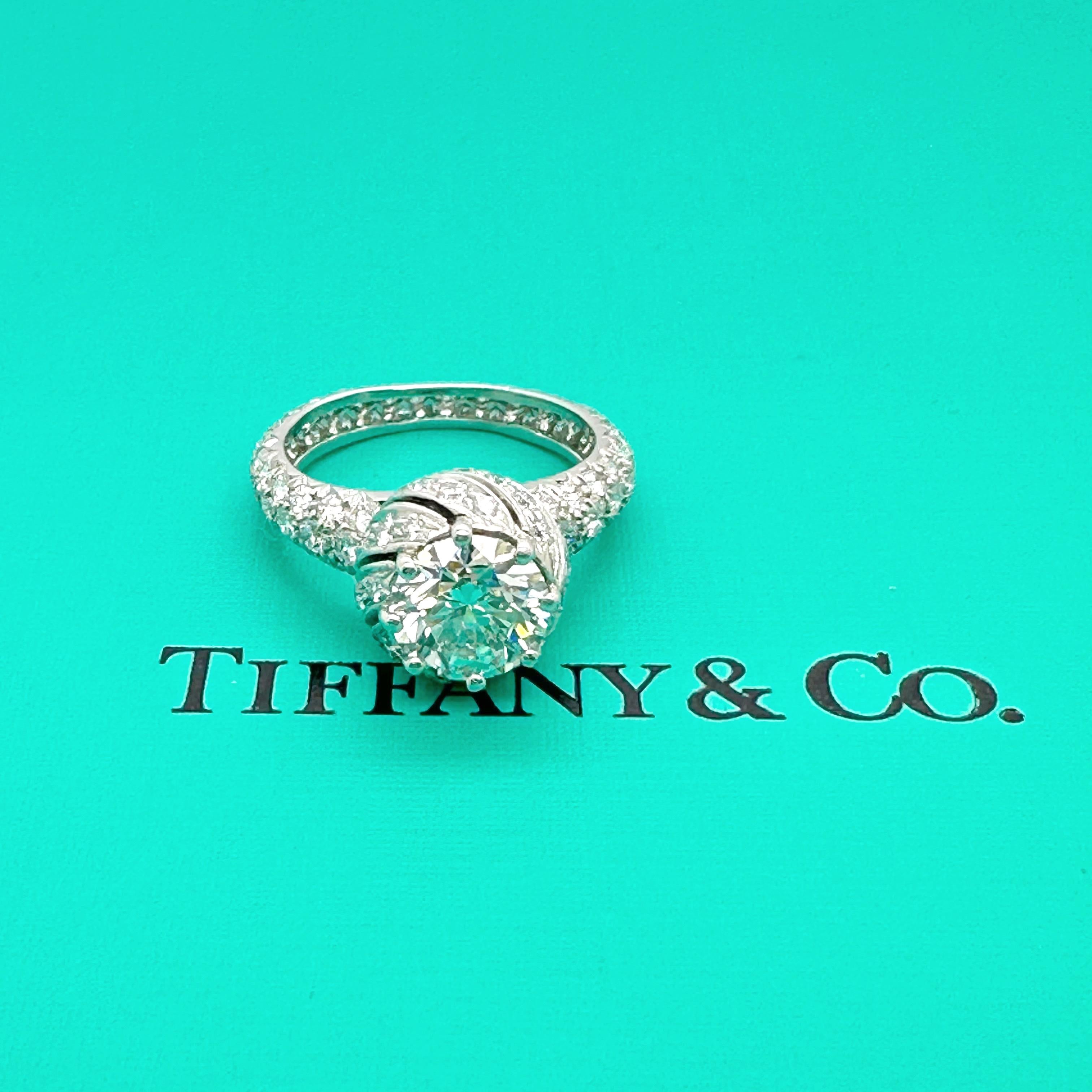 Tiffany & Co Schlumberger BUDS Round Diamond 1.68 cts G VS1 Engagement Ring Plat For Sale 12