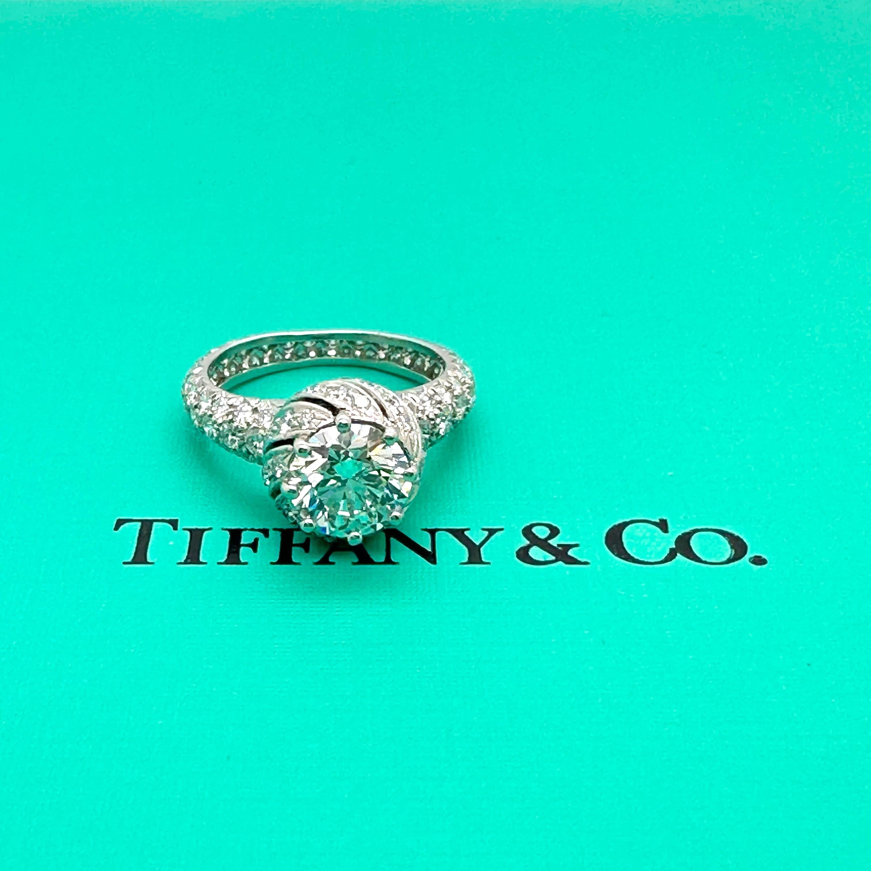Tiffany & Co Schlumberger BUDS Round Diamond 1.68 cts G VS1 Engagement Ring Plat For Sale 13