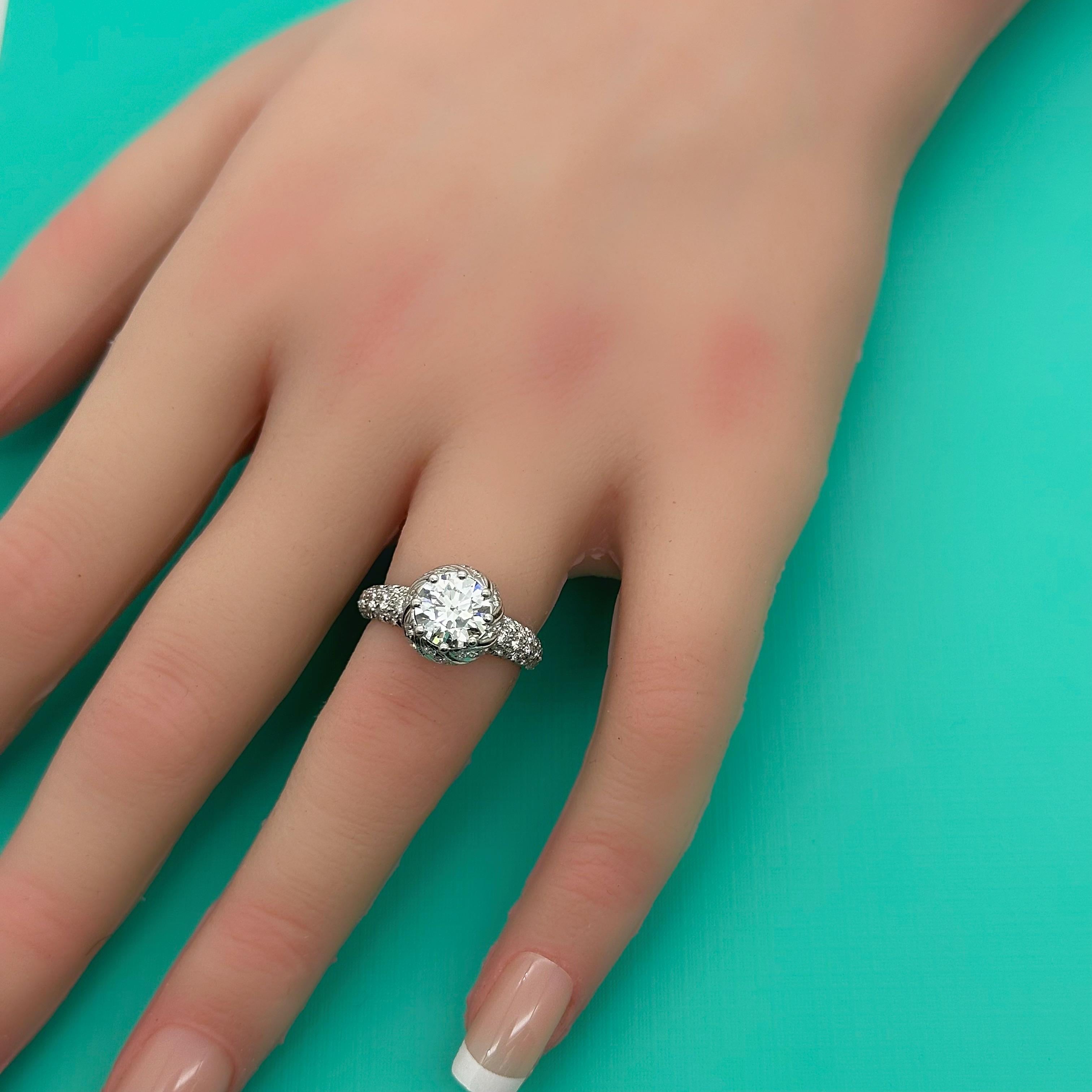 Tiffany & Co Schlumberger BUDS Round Diamond 1.68 cts G VS1 Engagement Ring Plat For Sale 14