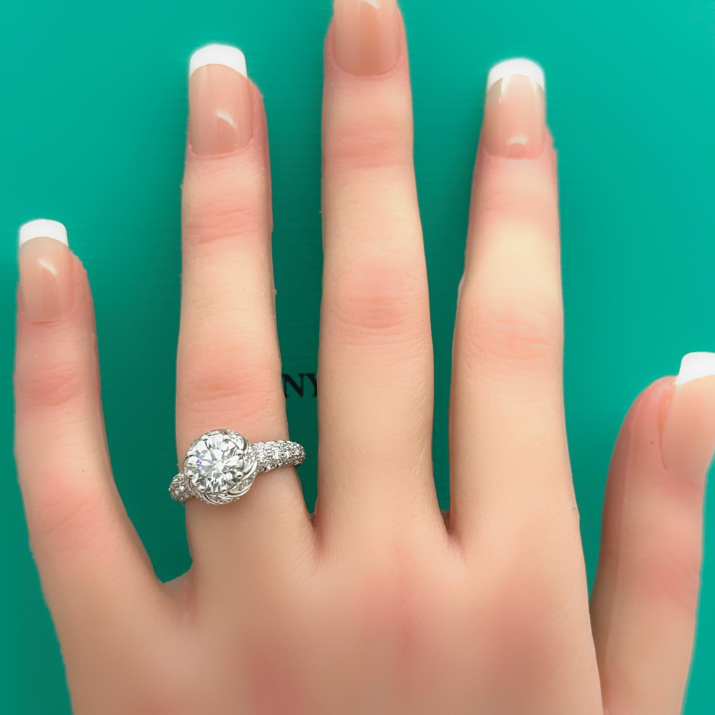 Tiffany & Co Schlumberger BUDS Round Diamond 1.68 cts G VS1 Engagement Ring Plat For Sale 15