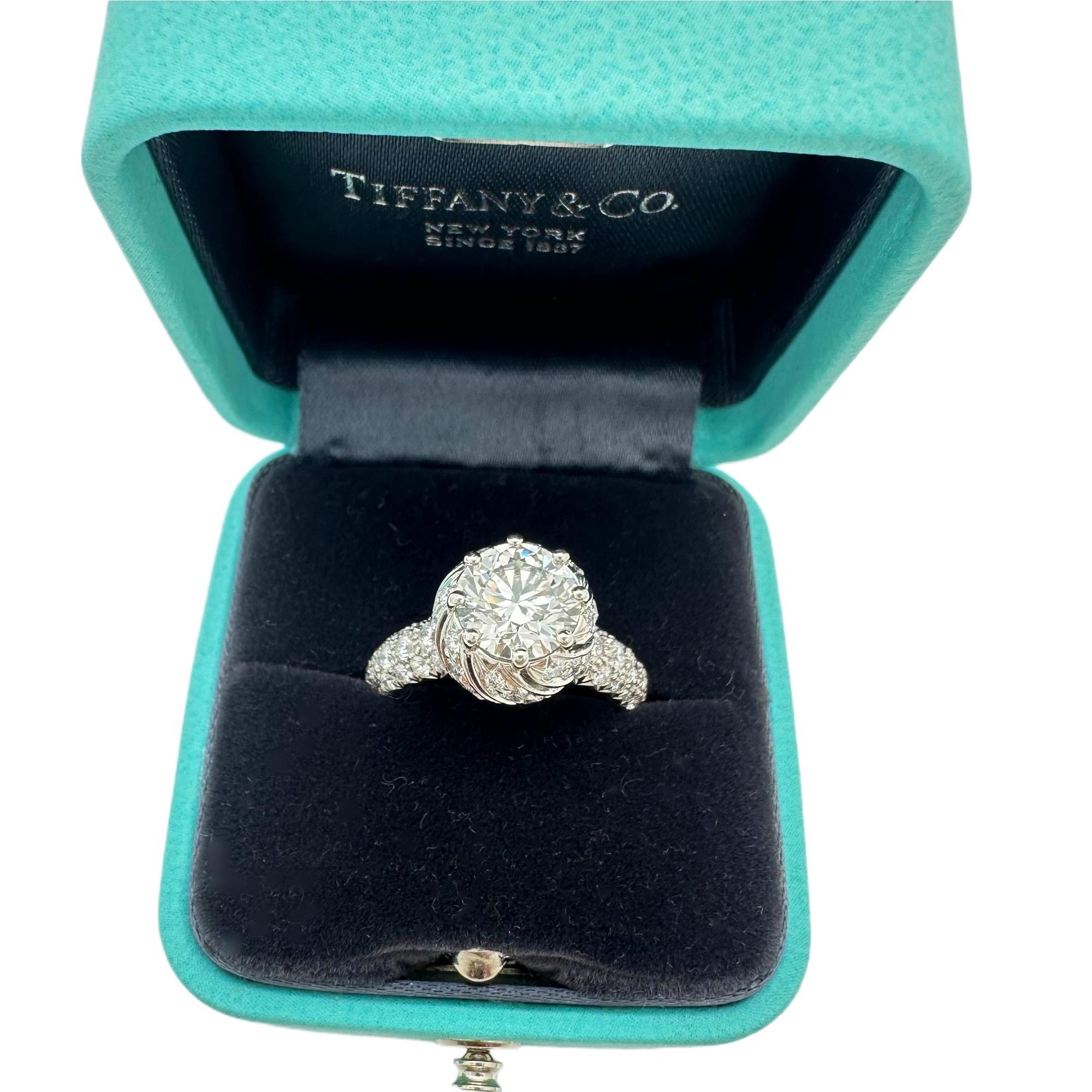 Tiffany & Co Schlumberger BUDS Round Diamond 1.68 cts G VS1 Engagement Ring Plat For Sale 1