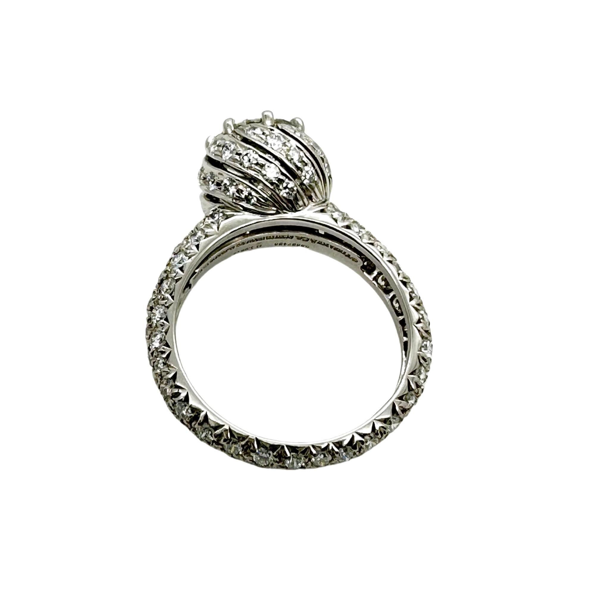 Tiffany & Co Schlumberger BUDS Round Diamond 1.68 cts G VS1 Engagement Ring Plat For Sale 2