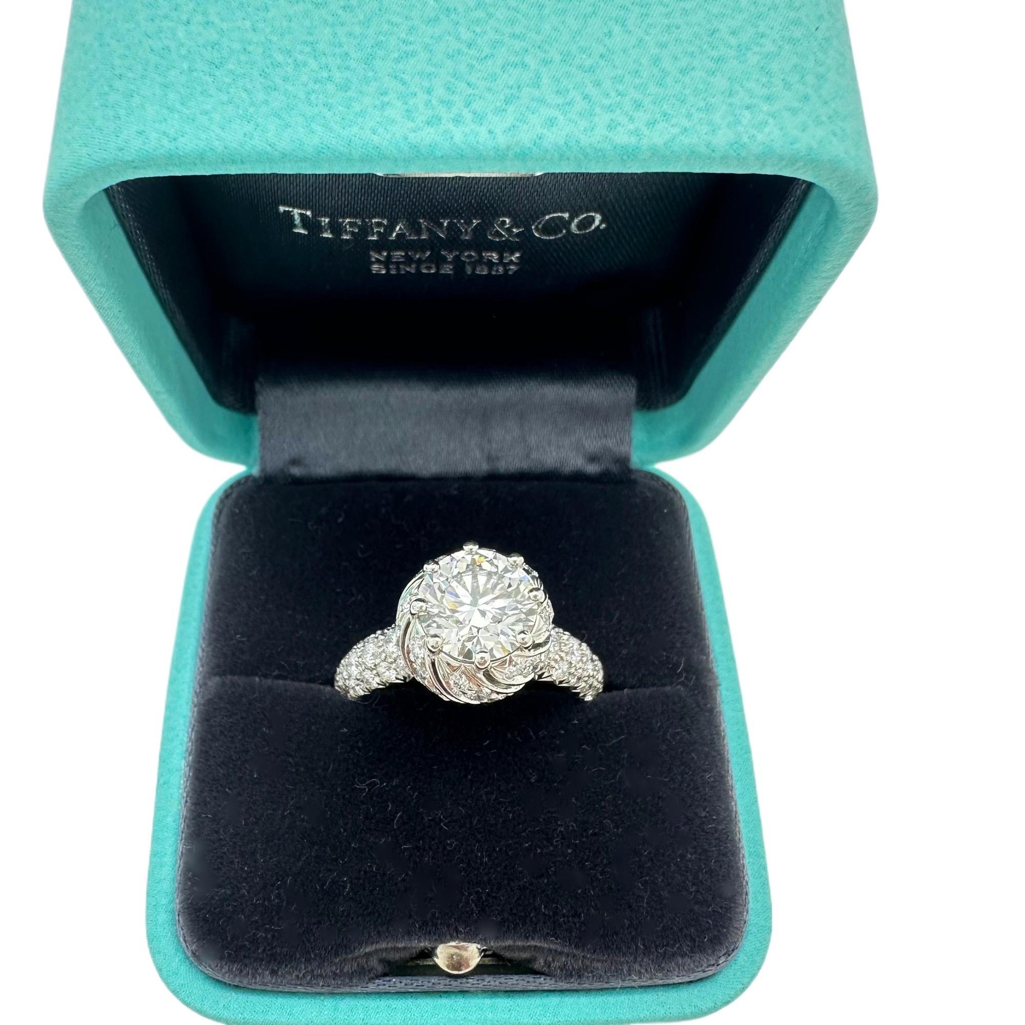 Tiffany & Co Schlumberger BUDS Round Diamond 1.68 cts G VS1 Engagement Ring Plat For Sale 4
