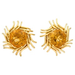 Tiffany & Co. Schlumberger Citrine 18K Gold Vintage Pinwheel Ear-Clip Earrings