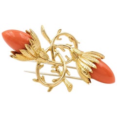 Vintage Tiffany & Co. Schlumberger Coral Acorn and Foliate Brooch