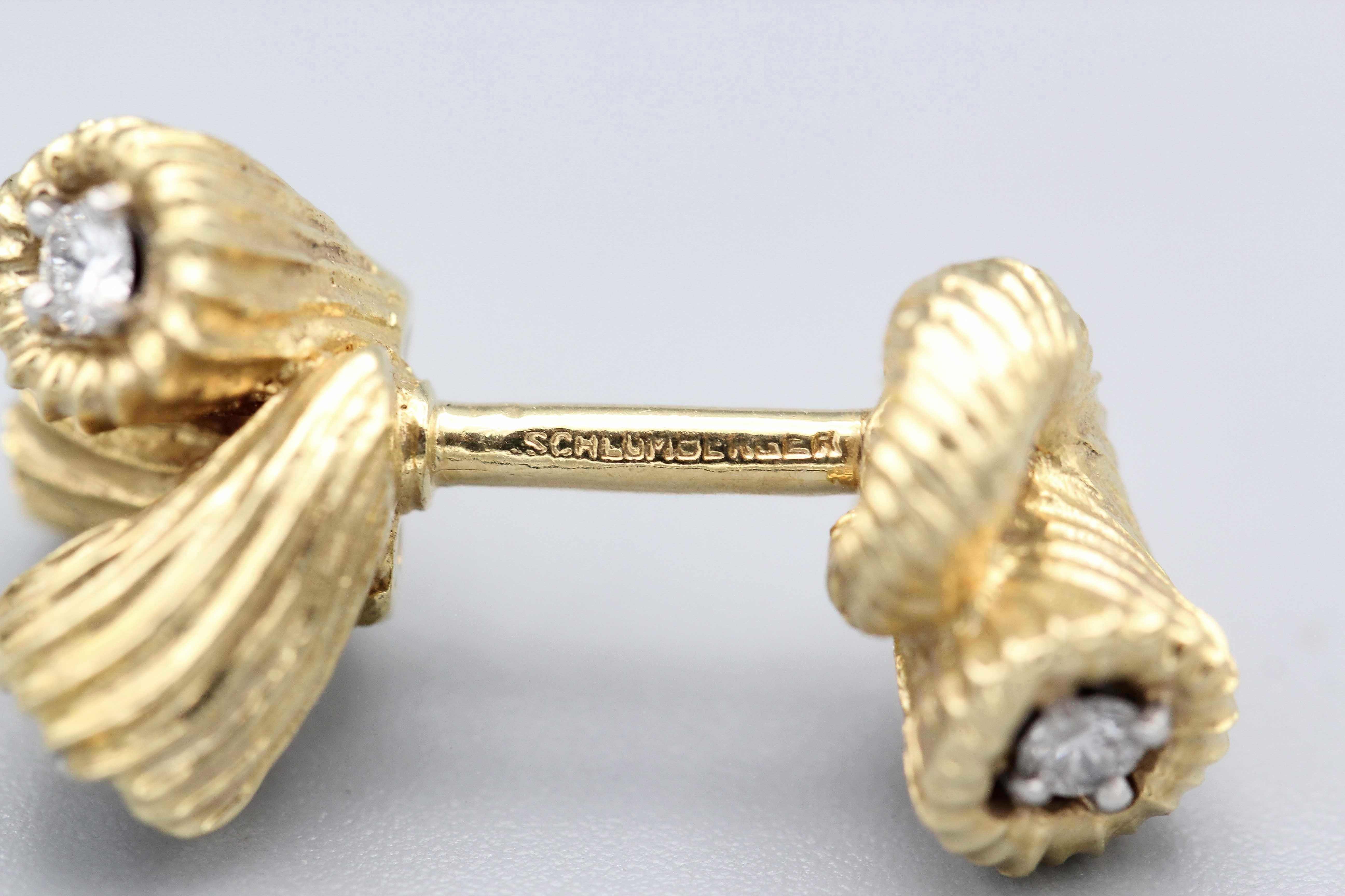 Tiffany & Co. Schlumberger Boutons de manchette en or et diamants en forme de corne d'abondance Bon état - En vente à New York, NY