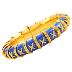 Tiffany & Co. Schlumberger Croisillon 18 Karat Yellow Gold and Enamel Bracelet