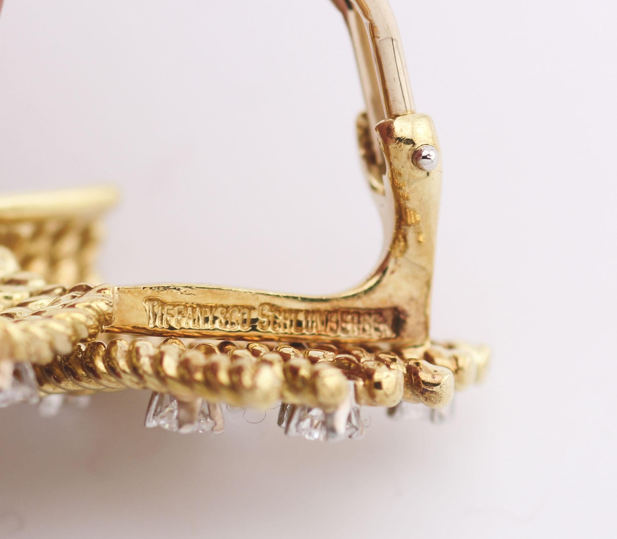 Tiffany & Co. Schlumberger Diamond 18k Gold V-Rope Ear Clips Earrings 4